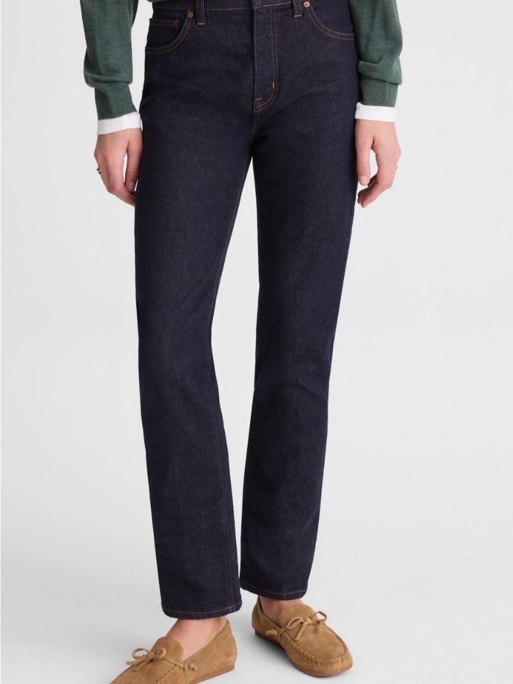 Madewell The Curvy Jules Slim-Straight Jean in Deep Indigo Rinse Wash